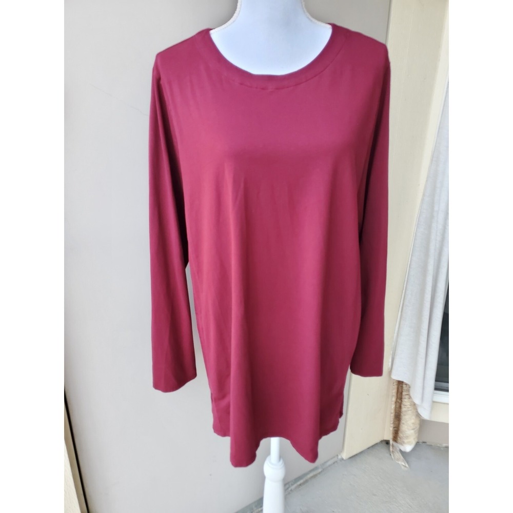 J. JILL Luxe Supima Forward Seam Tunic Top Womens XL Red Stretchy Popover